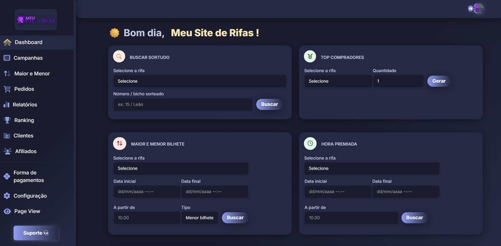 Sistema de rifas com roletas